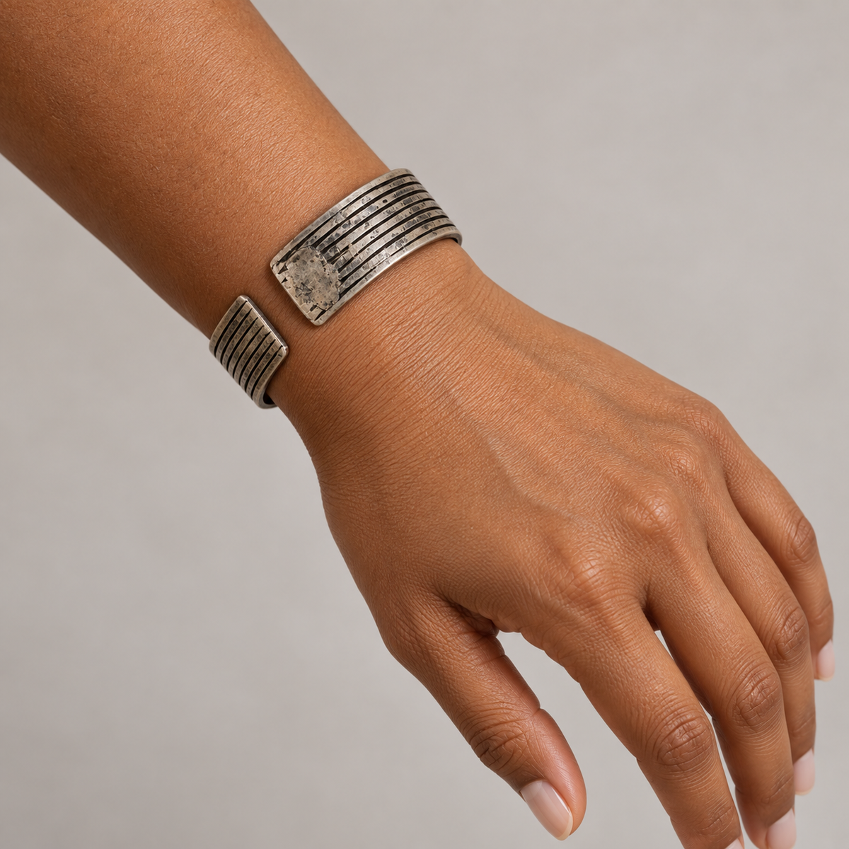 Antique Ethiopian Silver-Mixed Metal Cuff Bracelet