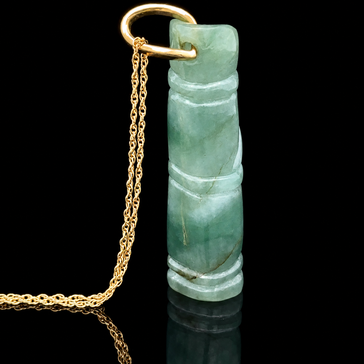 18KY Gold, 36ct Jadeite Bail with 18KY Gold 18" Rope Chain – main view
