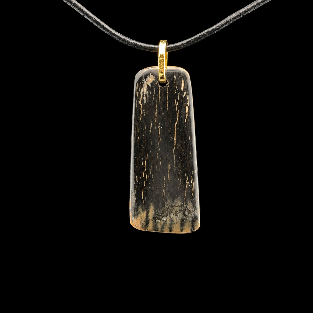 Fossil Woolly Mammoth Ivory Pendant in 18K Yellow Gold