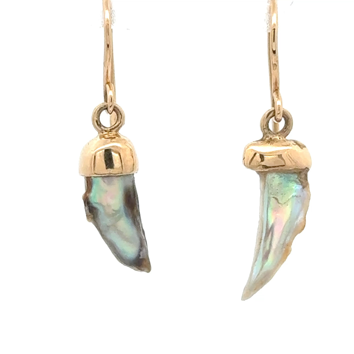 Abalone Pearl Drop Earrings in 14K Yellow Gold