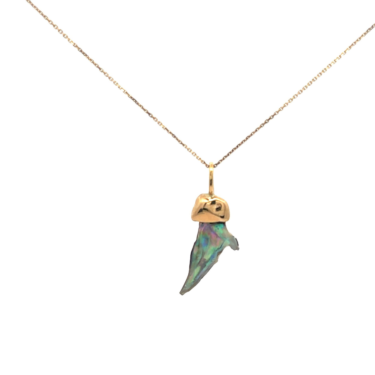 14KY Gold, 2.63ct Abalone Pearl Bail cap with 14KY Gold 18-inch-long chain Necklace – main view