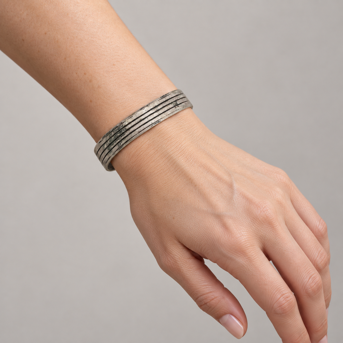 Antique Ethiopian Silver-Mixed Metal Cuff Bracelet