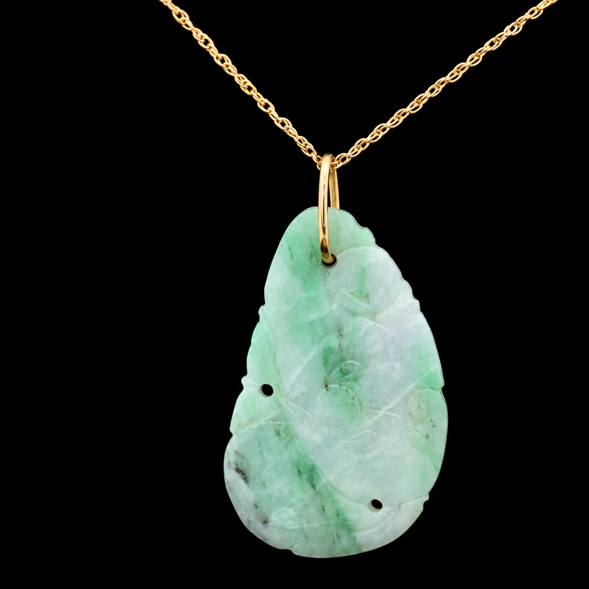 18KY Gold, 7.52ct Jadeite Bail with 18KY Gold 18" Rope Chain – main view
