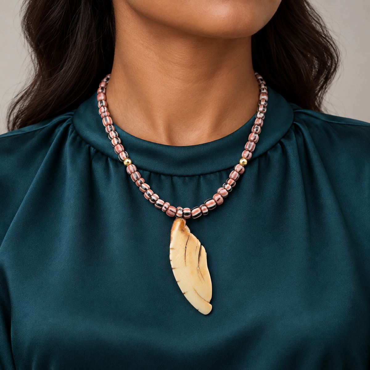 Venetian Trade Bead and Fossil Mammoth Ivory Necklace