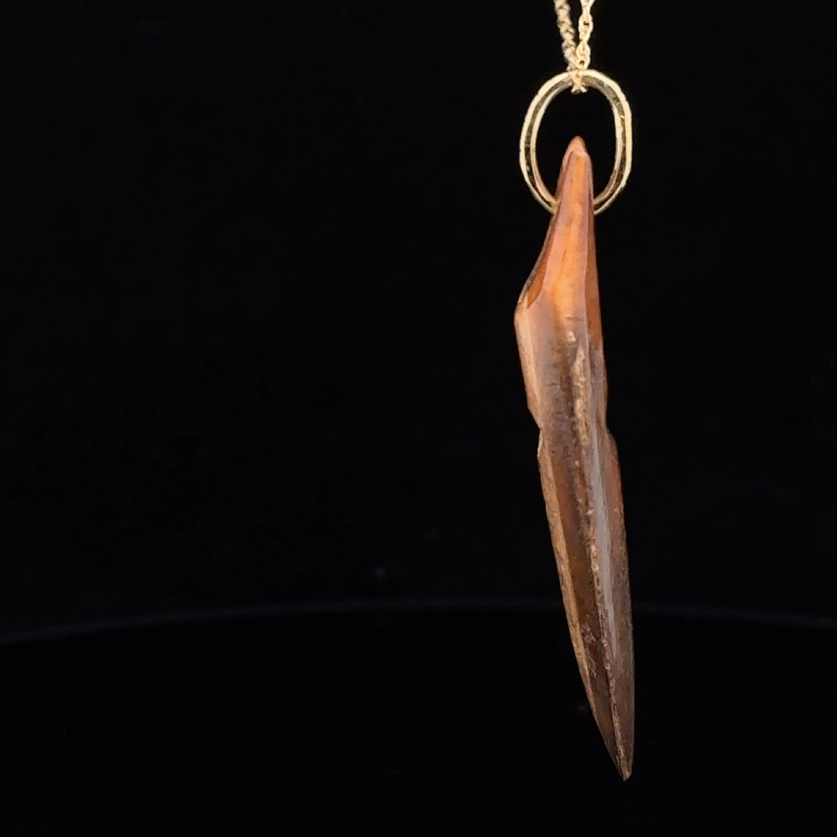 18KY Inuit Harpoon Tip Necklace, Fossil Walrus Ivory with 18KY Gold 18" Rope Chain – main view