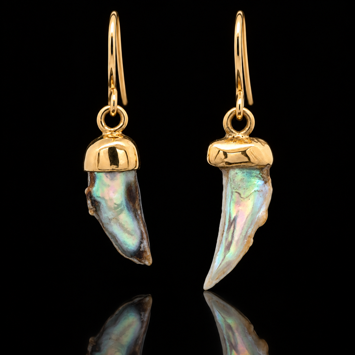 14KY Gold, 5.49cttw Abalone Pearl, Pair, on French wire pair of Earrings – main view