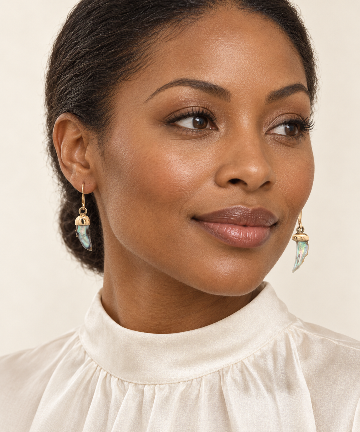 Abalone Pearl Drop Earrings in 14K Yellow Gold