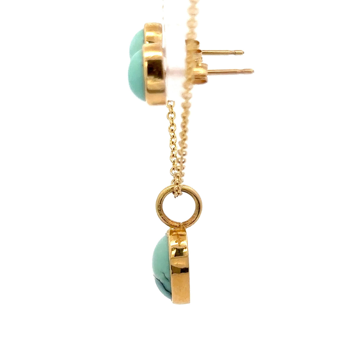 18KY Gold, 4.30cttw Variscite Poseidon Mine Bezel Setting Necklace & Pair of Earrings/ Set – side view