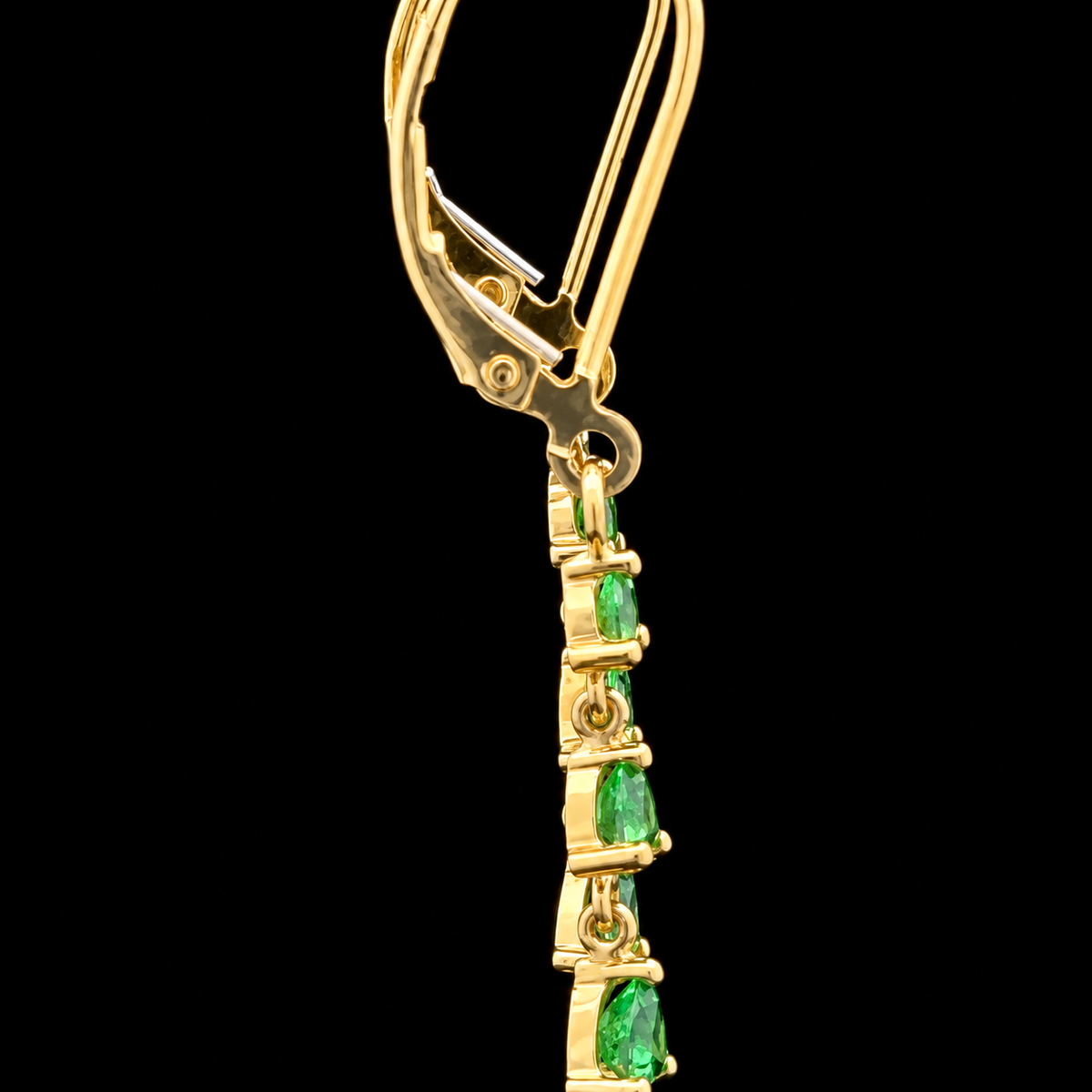 Natural Tsavorite Garnet Dangle Earrings in 18K Yellow Gold